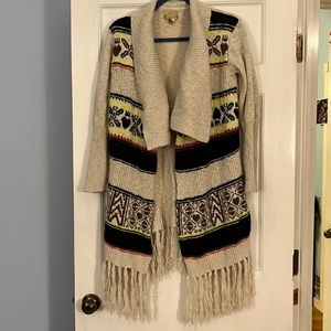 Vera Wang long cardigan with fringe